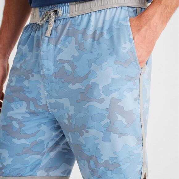 johnnie-O Rush Workout Shorts Lake Blue Camo – Men’s Large NWT - Picture 1 of 3